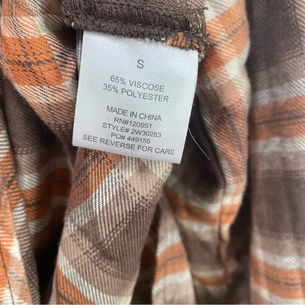 Hippie Rose Festival Flannel Relax Western Warm Plaid Rust Tan Top Women S‎ New - Picture 11 of 11